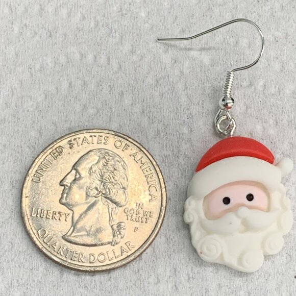 Santa Earrings, Santa Claus Earring, Christmas Earrings, Gift Idea, Holiday - Picture 5 of 5